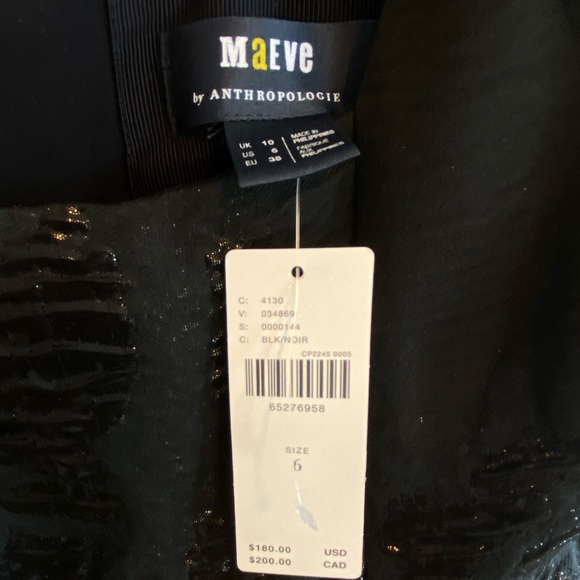 NWT Anthropologie Maeve Jacquard Black Sleeveless Dress - Picture 6 of 6